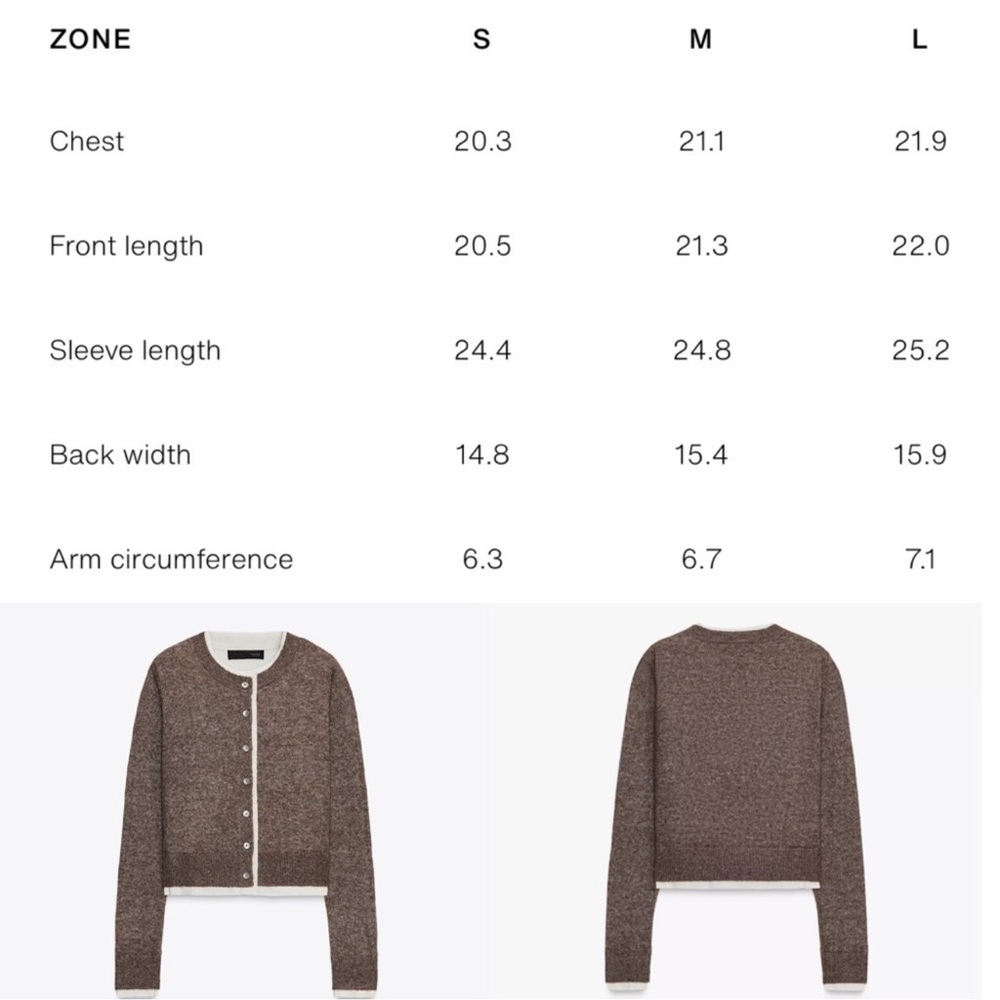 Zara Combination Knit Wool Blend, Cotton Lined Cardigan Sweater. Mink. L NWT - Picture 9 of 12